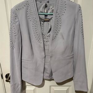 Cache Light Gray Studded Blazer with top Sz S